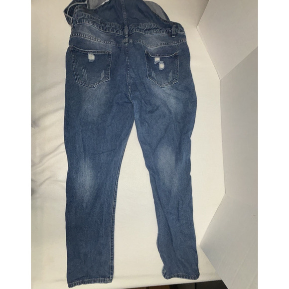 Womens Denim Bib Overalls XL Jeans Brand Distressed Comfortable - Picture 9 of 10